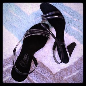 Onex Black Strappy Heels